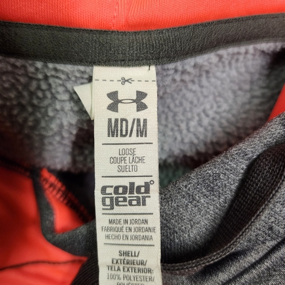 Under Armour Loose Slate Gray Big Logo Long Sleeve Hooded Sweatshirt Size Medium - Picture 10 of 13